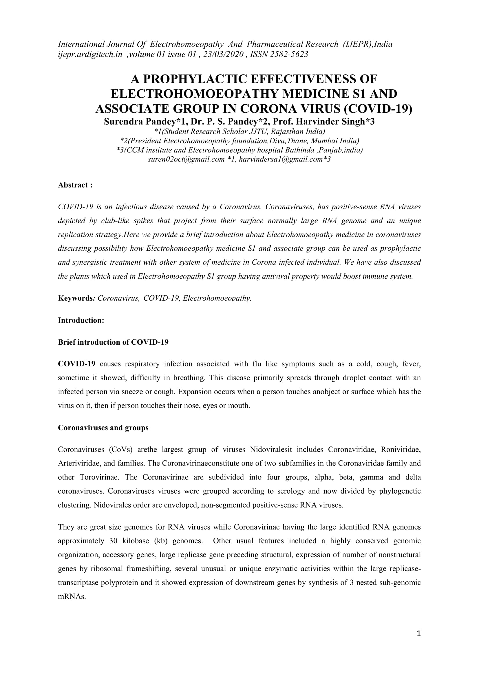 COVID-19 and Electrohomoeopathy